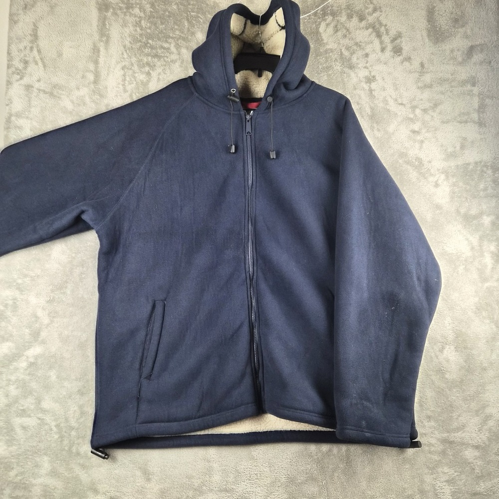 Craftsman Hoodie Jacket Mens XL Blue Sherpa Fleece Lined Full Zip Thick Heavy